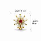 Maharashtrian Style Nath Nose Pin | Red Stone & Pearl Kundan Design | Gold Plated Traditional Clip-On Nose Ring for Women