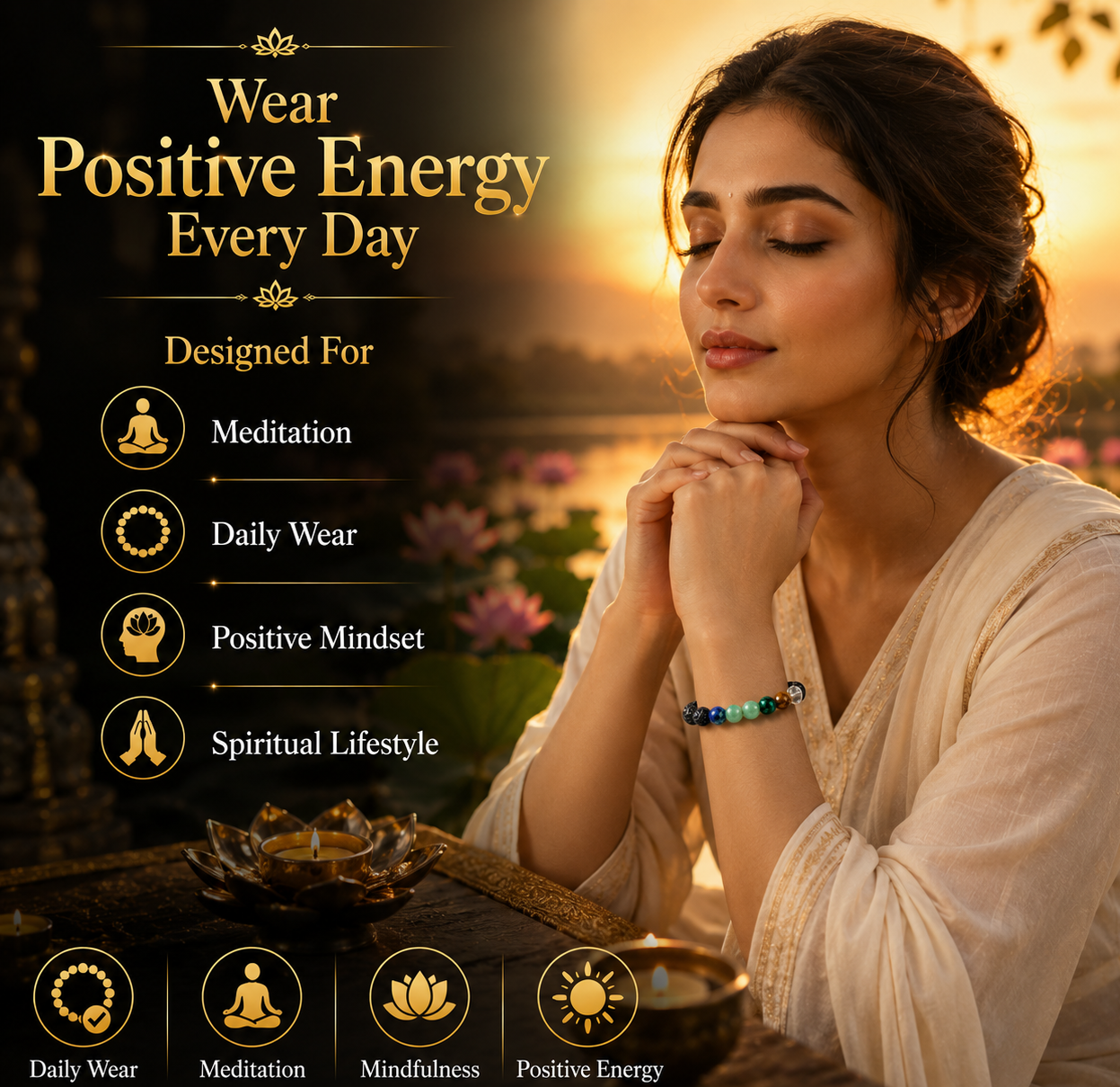 Dhanyog Natural Gemstone Bracelet | Premium Handmade Crystal Bead Bracelet