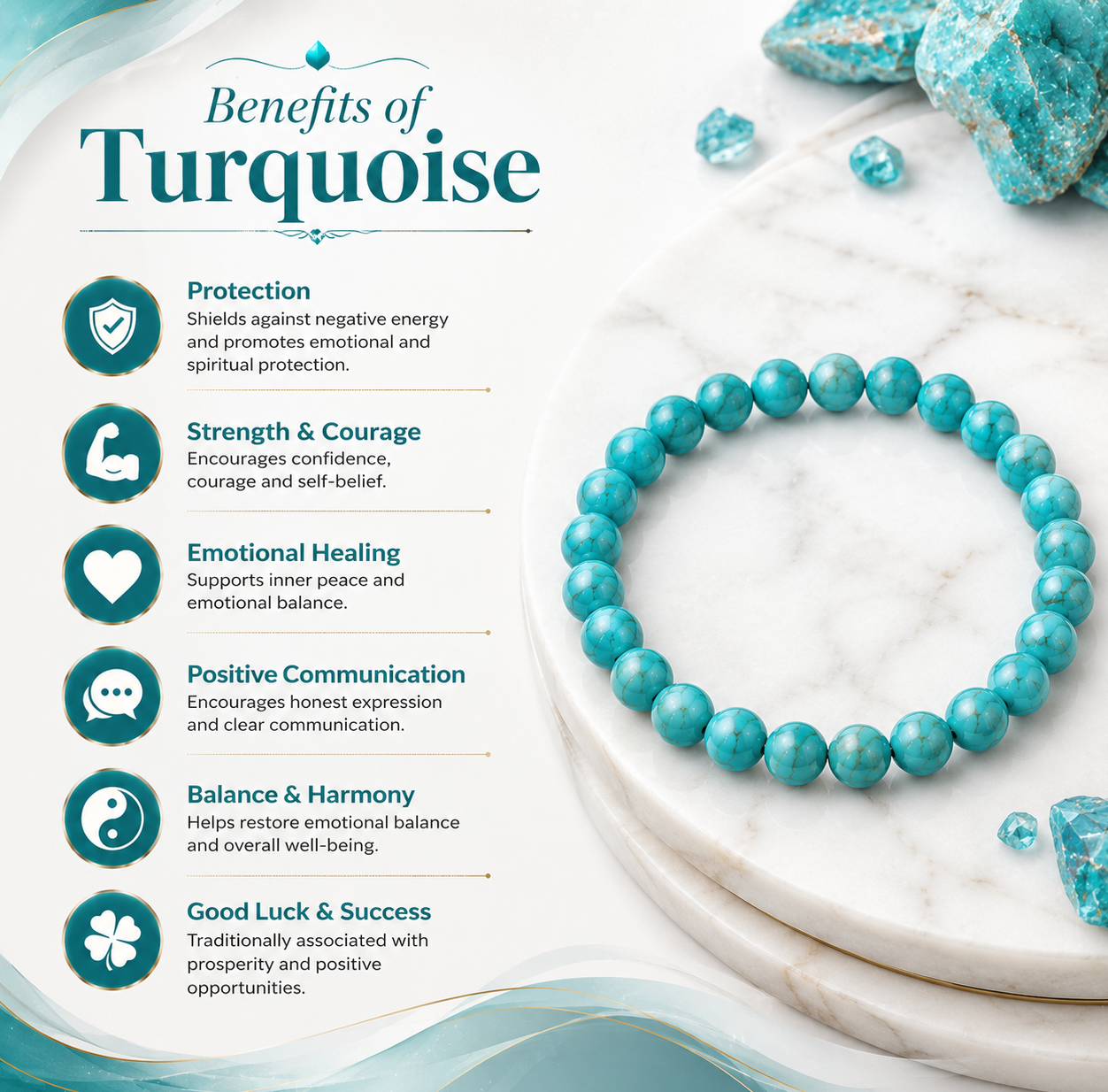 Natural Turquoise Stone Bracelet | Handmade Gemstone Bracelet for Everyday Wear
