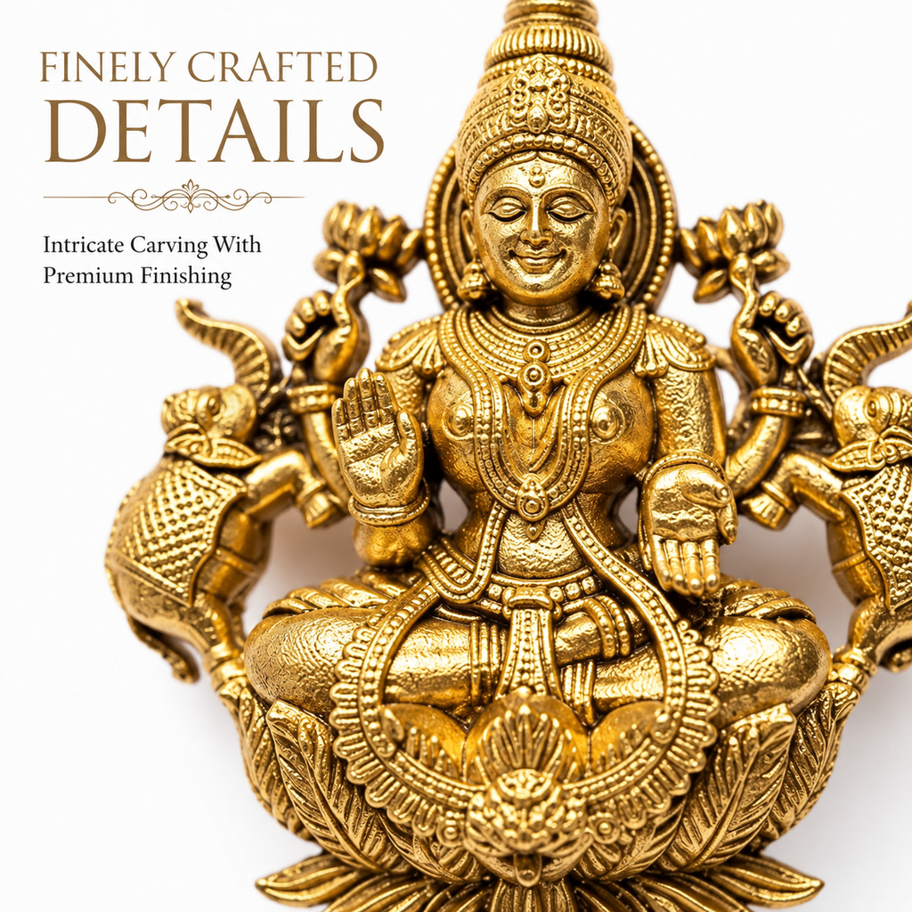 Gold Plated Brass Laxmi Maa Designer Brooch for Saree, Blazer & Ethnic Wear