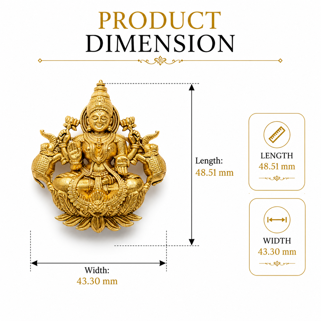 Gold Plated Brass Laxmi Maa Designer Brooch for Saree, Blazer & Ethnic Wear