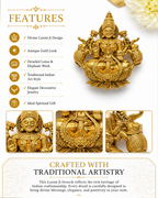 Gold Plated Brass Laxmi Maa Designer Brooch for Saree, Blazer & Ethnic Wear