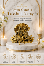 Gold Plated Brass Lakshmi Narayan Brooch for Saree, Blazer & Sherwani | Antique Temple Design | Handmade Traditional Religious Brooch Pin for Men & Women