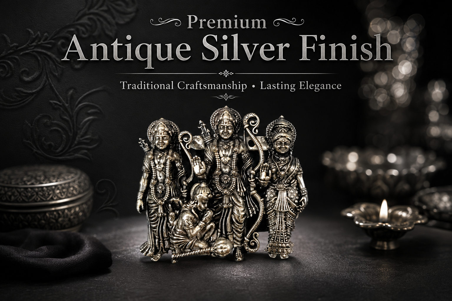 Ram Darbar Silver Plated Brass Brooch Pin for Men & Women | Lord Ram Sita Lakshman Hanuman Brooch | Antique Devotional Brooch for Sherwani, Blazer, Saree, Kurta | Religious Gift