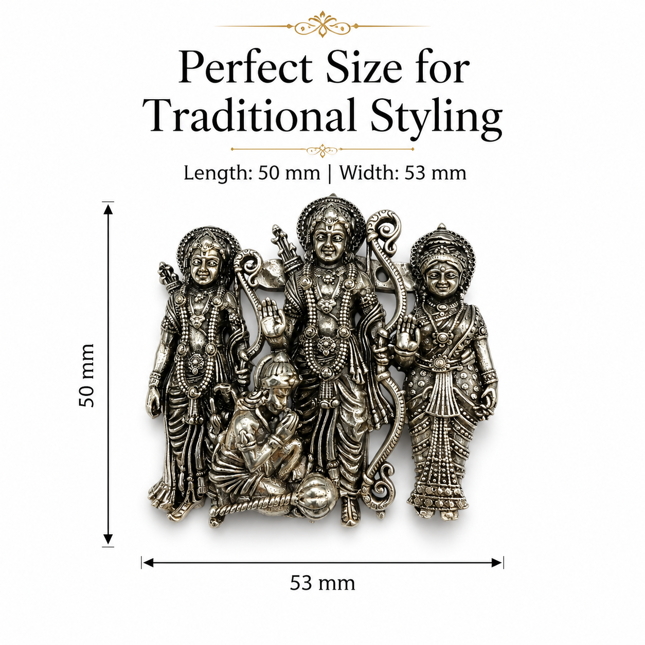 Ram Darbar Silver Plated Brass Brooch Pin for Men & Women | Lord Ram Sita Lakshman Hanuman Brooch | Antique Devotional Brooch for Sherwani, Blazer, Saree, Kurta | Religious Gift