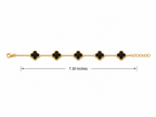 Gold Plated Brass Black Clover Bracelet for Women | Adjustable Fashion Charm Bracelet