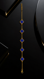 Gold Plated Brass Blue Clover Charm Bracelet for Women | Adjustable Fashion Bracelet | Elegant Everyday Jewellery