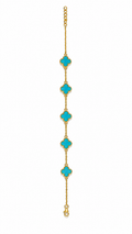 Gold Plated Brass Turquoise Clover Charm Bracelet for Women | Adjustable Fashion Bracelet | Elegant Everyday Jewellery