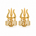 Gold Plated Trishul Om Stud Earrings for Men | Mahadev Shiv Trishul Earrings | Brass Religious Temple Stud Earrings | Spiritual Daily Wear Jewelry