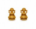 Gold Plated Brass Goddess Lakshmi Stud Earrings for Women | Traditional Temple Jewellery | Small Daily Wear Ethnic Studs | Festive, Wedding & Puja Earrings