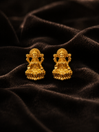 Gold Plated Brass Goddess Lakshmi Stud Earrings for Women | Traditional Temple Jewellery | Small Daily Wear Ethnic Studs | Festive, Wedding & Puja Earrings