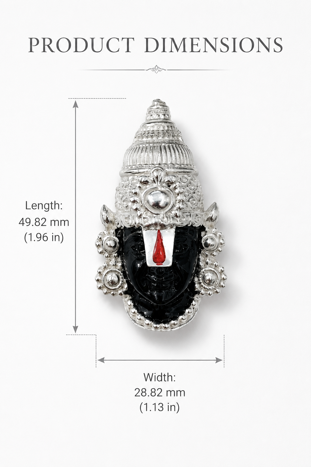 Tirupati Balaji Silver Plated Brass Brooch | Black Face Lord Venkateswara Brooch | Temple Jewelry Pin for Men & Women