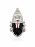 Tirupati Balaji Silver Plated Brass Brooch | Black Face Lord Venkateswara Brooch | Temple Jewelry Pin for Men & Women