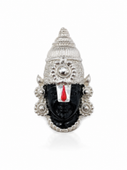 Tirupati Balaji Silver Plated Brass Brooch | Black Face Lord Venkateswara Brooch | Temple Jewelry Pin for Men & Women