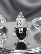 Tirupati Balaji Silver Plated Brass Brooch | Black Face Lord Venkateswara Brooch | Temple Jewelry Pin for Men & Women