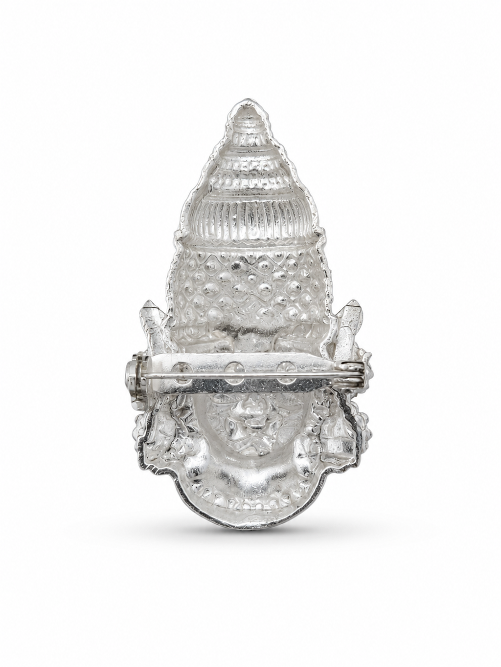 Tirupati Balaji Silver Plated Brass Brooch | Black Face Lord Venkateswara Brooch | Temple Jewelry Pin for Men & Women