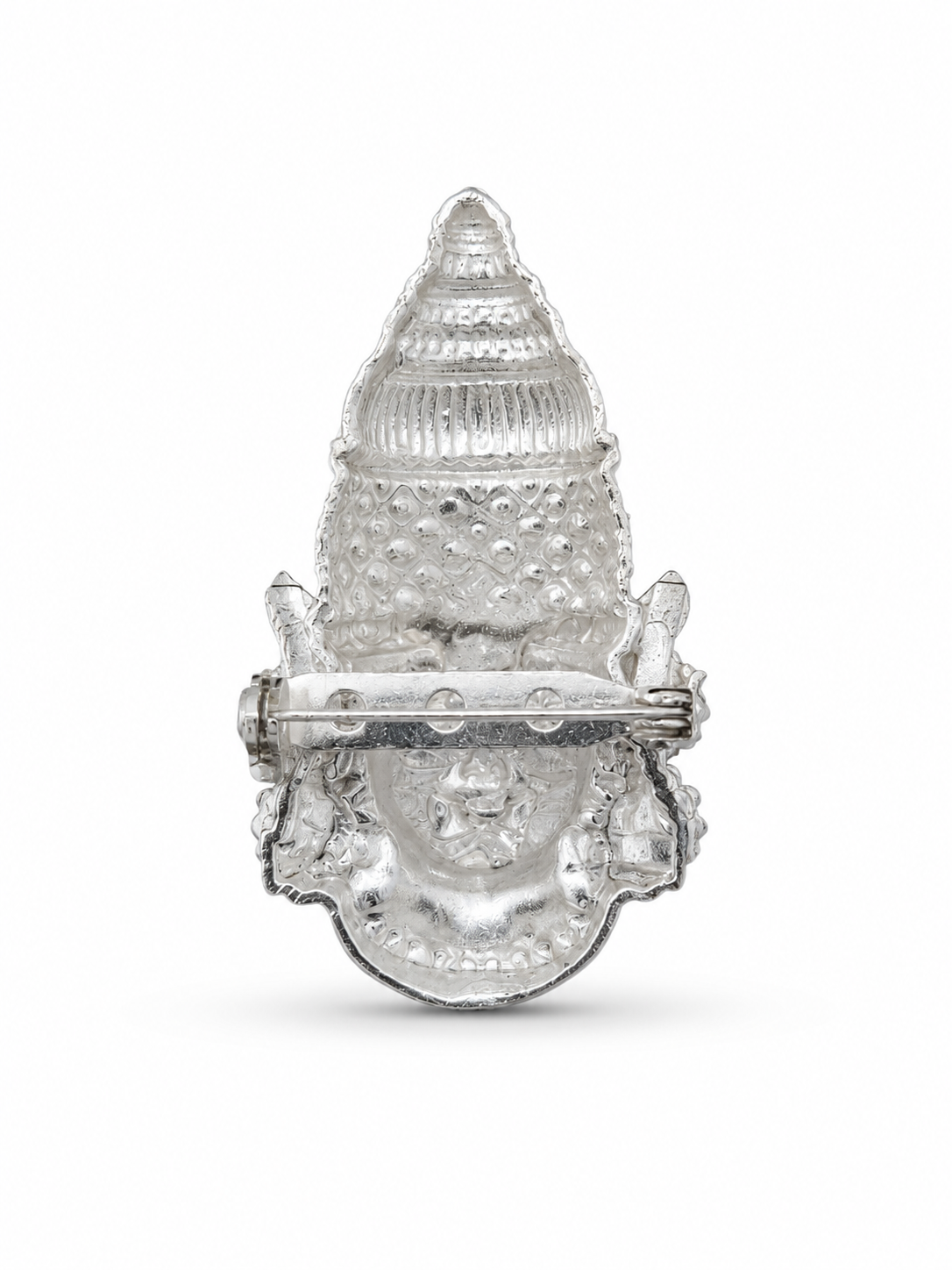 Tirupati Balaji Silver Plated Brass Brooch | Black Face Lord Venkateswara Brooch | Temple Jewelry Pin for Men & Women