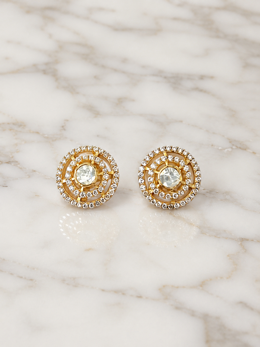 Gold Plated 925 Silver Moissanite Round  Stud Earrings for Women | Classic Diamond Look Screw Back Earrings | made to order