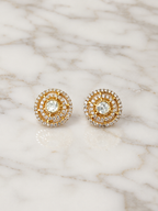 Gold Plated 925 Silver Moissanite Round  Stud Earrings for Women | Classic Diamond Look Screw Back Earrings | made to order