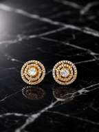 Gold Plated 925 Silver Moissanite Round  Stud Earrings for Women | Classic Diamond Look Screw Back Earrings | made to order
