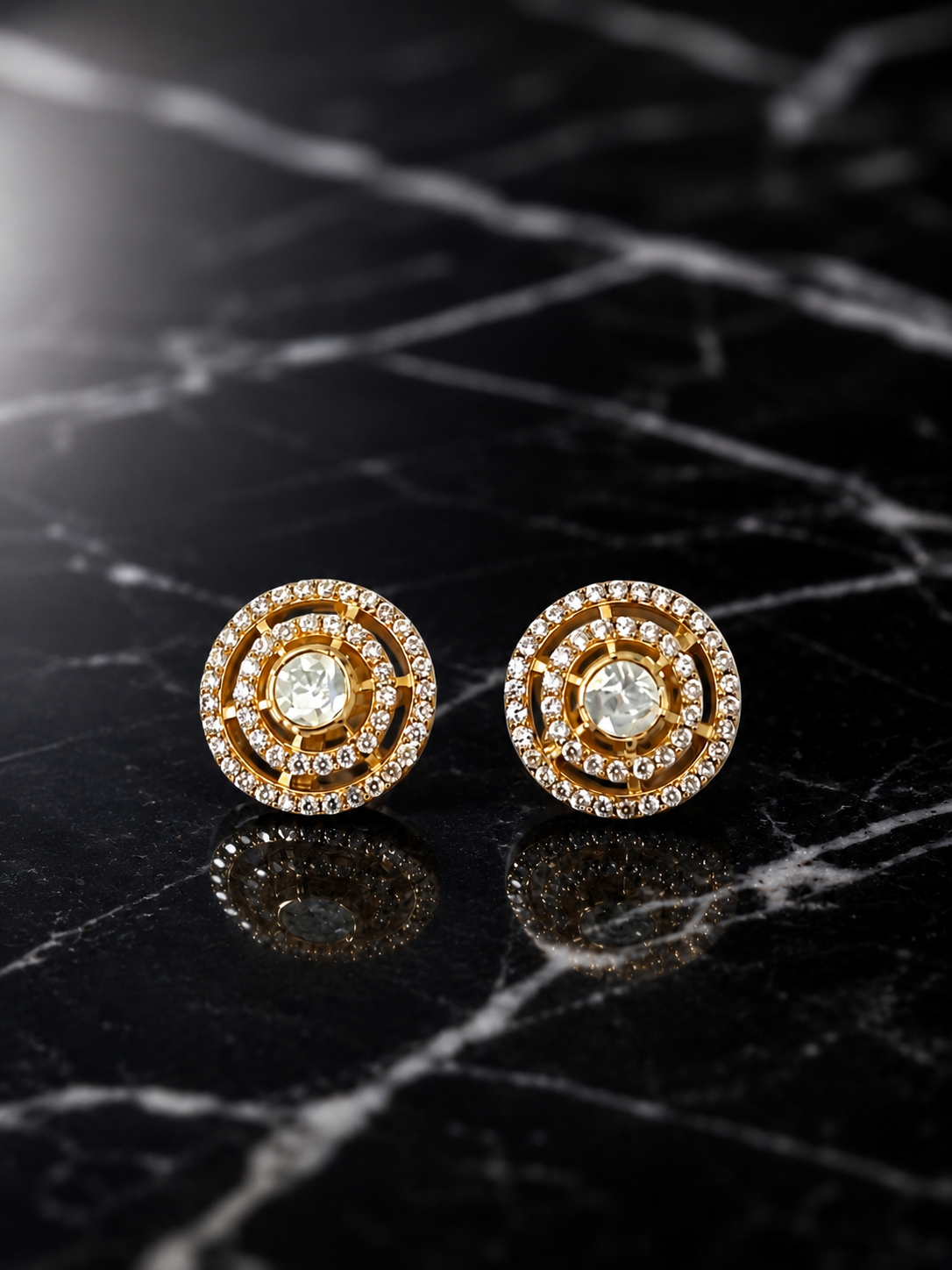 Gold Plated 925 Silver Moissanite Round  Stud Earrings for Women | Classic Diamond Look Screw Back Earrings | made to order