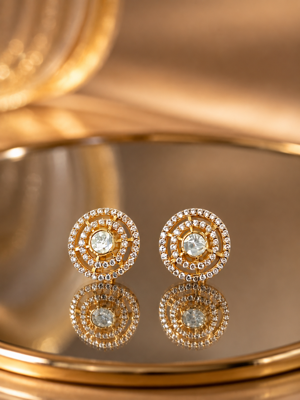 Gold Plated 925 Silver Moissanite Round  Stud Earrings for Women | Classic Diamond Look Screw Back Earrings | made to order