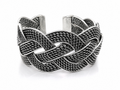 Silver Plated Brass Open Hand Cuff for Men & Women | Handmade Oxidized Hand Cuff