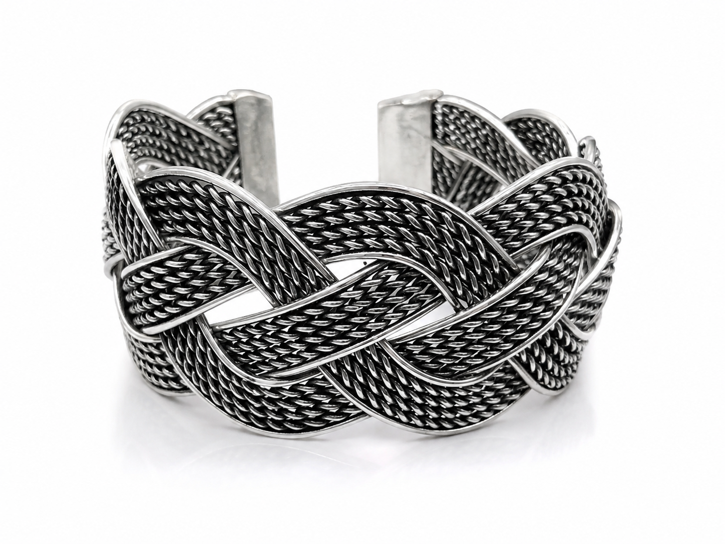 Silver Plated Brass Open Hand Cuff for Men & Women | Handmade Oxidized Hand Cuff