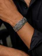 Silver Plated Brass Open Hand Cuff for Men & Women | Handmade Oxidized Hand Cuff