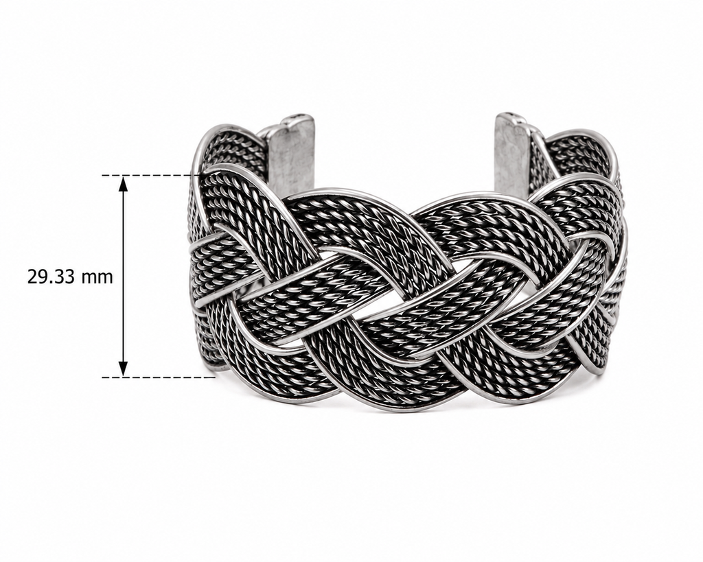Silver Plated Brass Open Hand Cuff for Men & Women | Handmade Oxidized Hand Cuff
