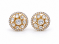 Gold Plated 925 Silver Moissanite Polki Round Stud Earrings | Handmade Luxury Wedding & Party Earrings for Women Made to Order