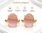Classic Gold Plated Brass Oval Pink Stone Formal Shirt Cufflinks