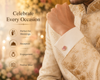 Classic Gold Plated Brass Oval Pink Stone Formal Shirt Cufflinks