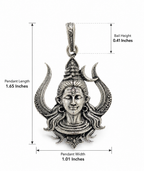 Silver Plated Brass Lord Shiva Pendant | Mahadev Face Trishul Design Pendant | Oxidized Shiv Necklace Pendant for Men & Women | Spiritual Hindu Jewelry