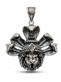 Narasimha with Sheshnaag Oxidized Silver Plated Brass Pendant | Hindu Spiritual Pendant | Handmade Temple Jewelry | Devotional Gift