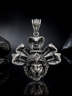 Narasimha with Sheshnaag Oxidized Silver Plated Brass Pendant | Hindu Spiritual Pendant | Handmade Temple Jewelry | Devotional Gift