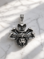 Narasimha with Sheshnaag Oxidized Silver Plated Brass Pendant | Hindu Spiritual Pendant | Handmade Temple Jewelry | Devotional Gift