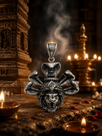 Narasimha with Sheshnaag Oxidized Silver Plated Brass Pendant | Hindu Spiritual Pendant | Handmade Temple Jewelry | Devotional Gift
