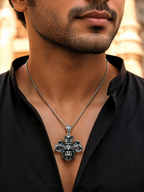 Narasimha with Sheshnaag Oxidized Silver Plated Brass Pendant | Hindu Spiritual Pendant | Handmade Temple Jewelry | Devotional Gift