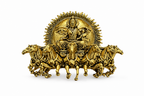 Gold Plated Surya Narayan Brooch | Sun God with Seven Horses Design | Spiritual Hindu Pin for Ethnic & Festive Wear