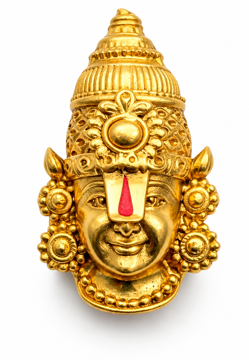 Lord Tirupati Balaji Gold Plated Brass Ethnic Brooch