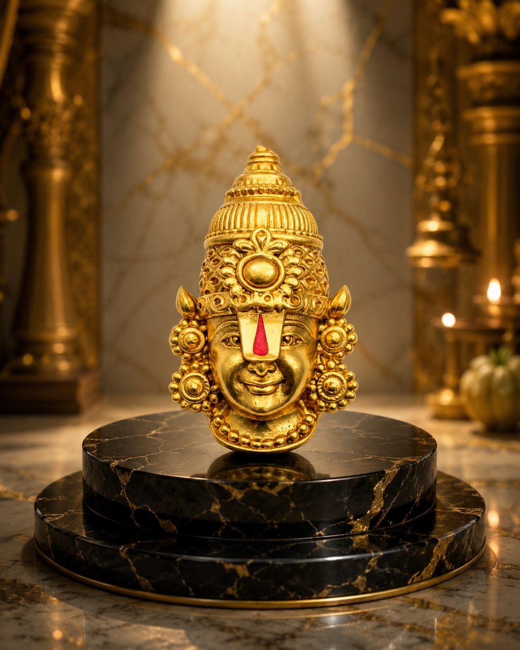 Lord Tirupati Balaji Gold Plated Brass Ethnic Brooch