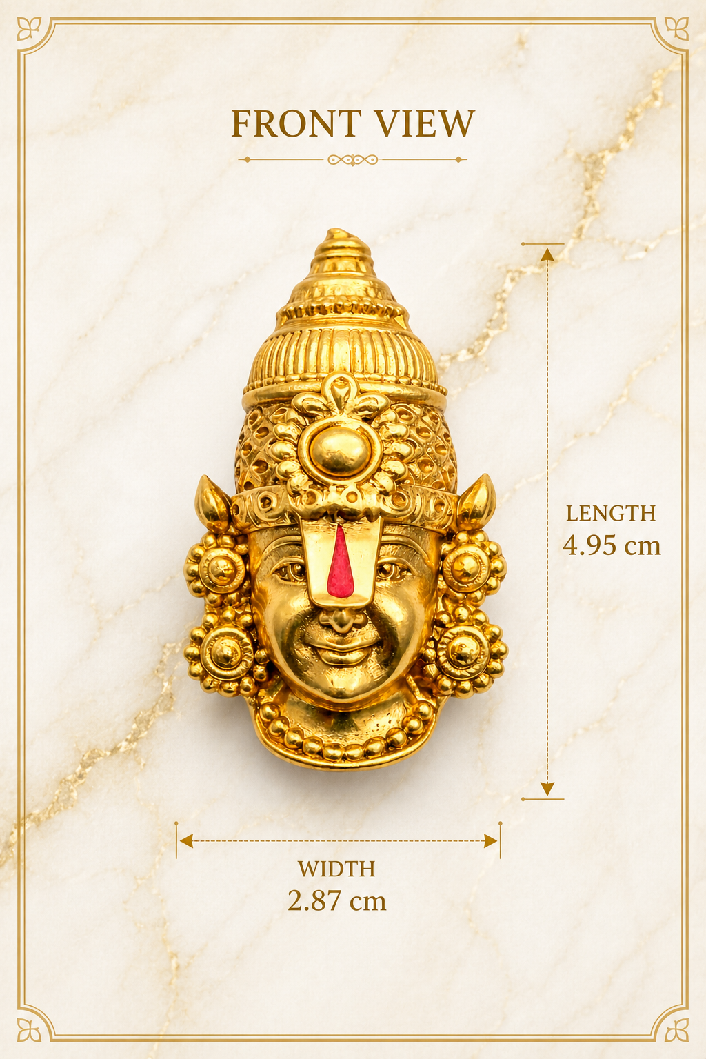 Lord Tirupati Balaji Gold Plated Brass Ethnic Brooch