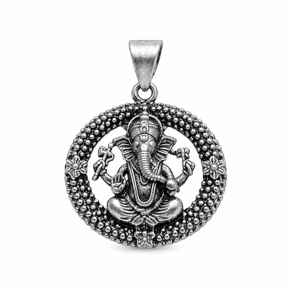 Divine Round Ganesha Pendant for Men & Women