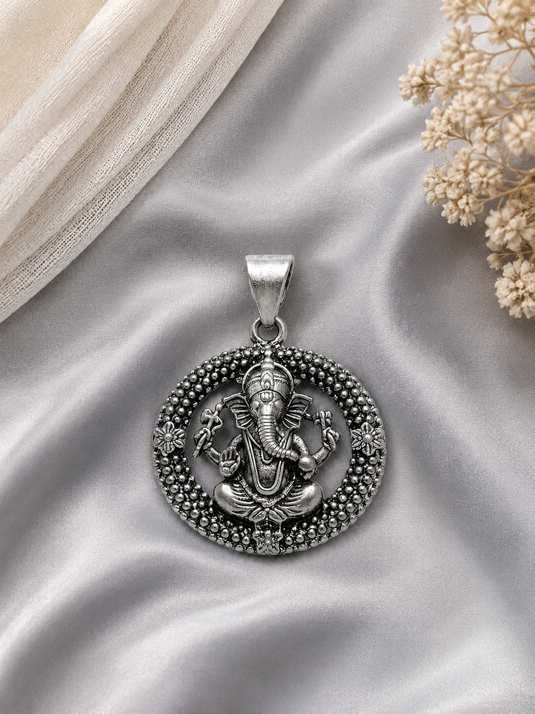 Divine Round Ganesha Pendant for Men & Women