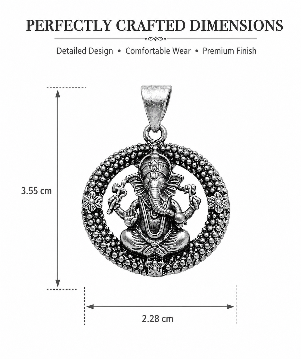 Divine Round Ganesha Pendant for Men & Women