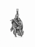 Radha Krishna Pendant Oxidized Finish – Divine Love Couple Locket, Flute Krishna Jewelry, Spiritual Hindu Pendant, Unisex Religious Gift, Antique Silver Look Necklace Pendant