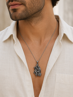 Radha Krishna Pendant Oxidized Finish – Divine Love Couple Locket, Flute Krishna Jewelry, Spiritual Hindu Pendant, Unisex Religious Gift, Antique Silver Look Necklace Pendant