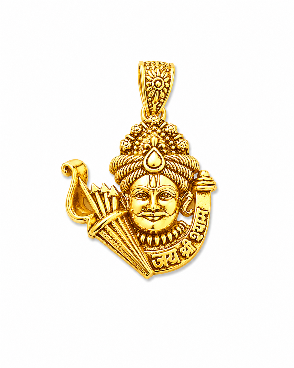 Khatu Shyam Ji Divine Gold Plated Pendant for Men & Women | Religious Temple Jewelry Pendant | Antique Finish Spiritual Locket