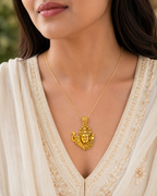 Khatu Shyam Ji Divine Gold Plated Pendant for Men & Women | Religious Temple Jewelry Pendant | Antique Finish Spiritual Locket